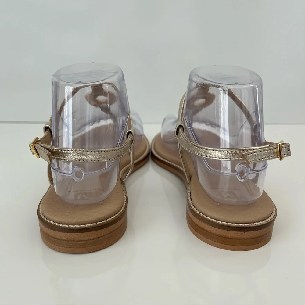 BRUNO MAGLI Jenna T-strap Leather Sandals In Gold NEW - Picture 9 of 14